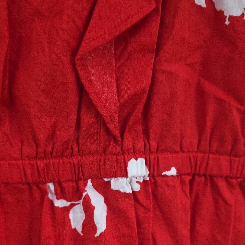 City Streets Red Sleeveless Sundress Scoop Neck Cotton Mini Dress - Picture 3 of 6